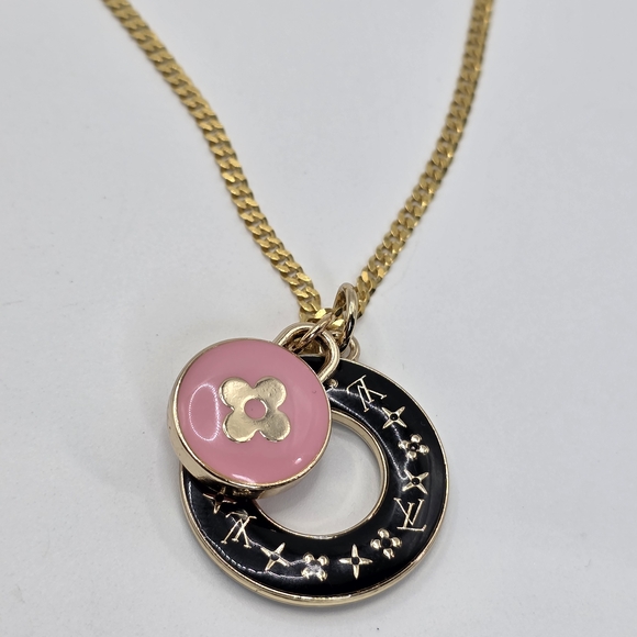 Authentic Louis Vuitton Gold and Pink Pendant Necklace - Picture 1 of 4